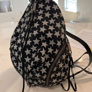 Authentic REBECCA MINKOFF Mini Julian Backpack Black Suede Sparkling Stars 🌟 😻